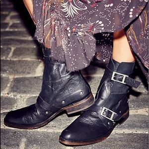 Free People Black Combat & Moto Boots